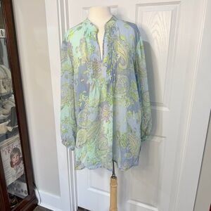 Susan Graver Blue and Green Paisley Blouse